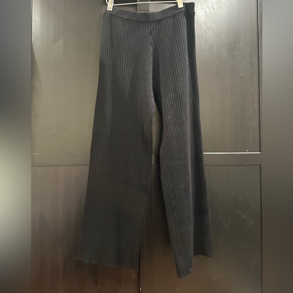 Victoria's Secret Luxe Ribbed Black Flare Pants